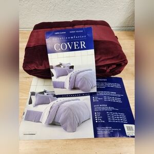 HAWTHORNE HILL Soho Velvet DUVET Full/Queen 100% Cotton 86x86” Knot Button NOS